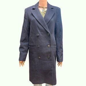 Oak + Fort Elegant Navy Double-Breasted Coat XS
